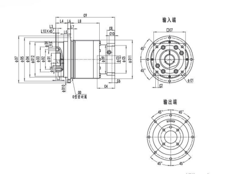ND047A系列精密行星減速機(jī)尺寸參數(shù)圖紙