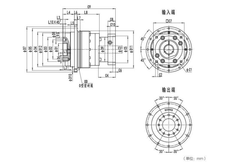 NDV200系列精密行星減速器型號(hào)參數(shù)與圖紙